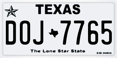 TX license plate DOJ7765
