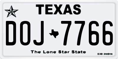 TX license plate DOJ7766