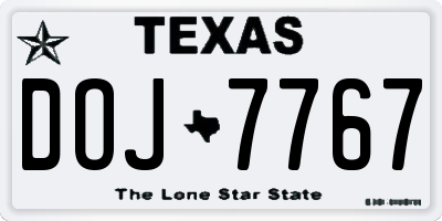 TX license plate DOJ7767