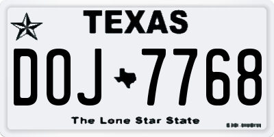 TX license plate DOJ7768