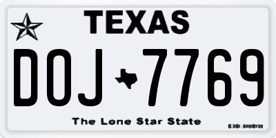 TX license plate DOJ7769