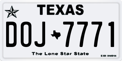 TX license plate DOJ7771