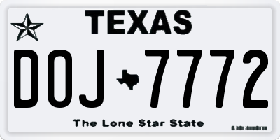 TX license plate DOJ7772