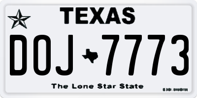 TX license plate DOJ7773