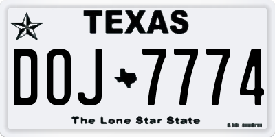 TX license plate DOJ7774