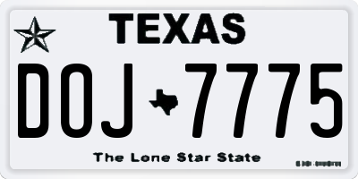 TX license plate DOJ7775