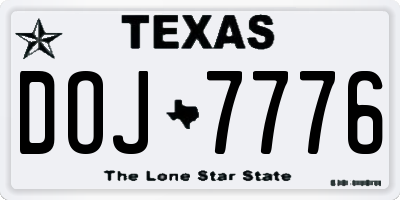 TX license plate DOJ7776