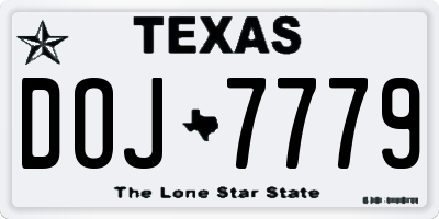 TX license plate DOJ7779