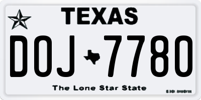 TX license plate DOJ7780