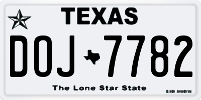 TX license plate DOJ7782