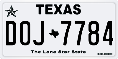 TX license plate DOJ7784