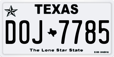 TX license plate DOJ7785