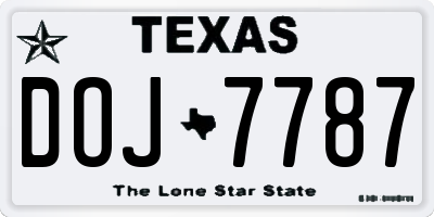 TX license plate DOJ7787