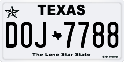 TX license plate DOJ7788