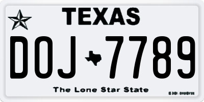 TX license plate DOJ7789