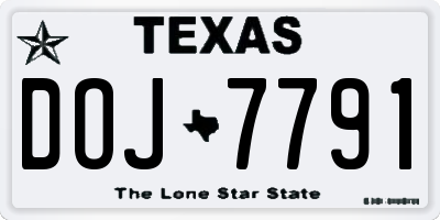 TX license plate DOJ7791