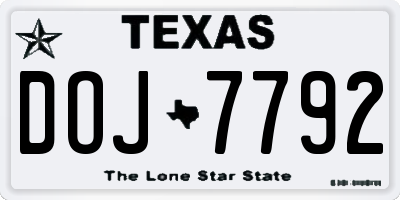 TX license plate DOJ7792