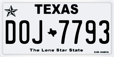 TX license plate DOJ7793