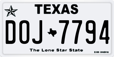TX license plate DOJ7794
