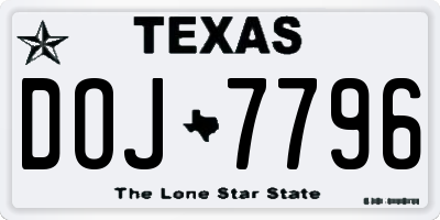 TX license plate DOJ7796