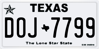 TX license plate DOJ7799