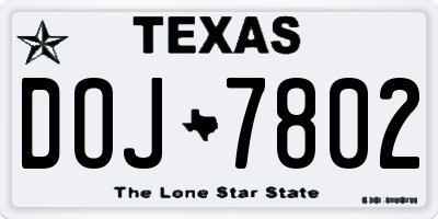TX license plate DOJ7802