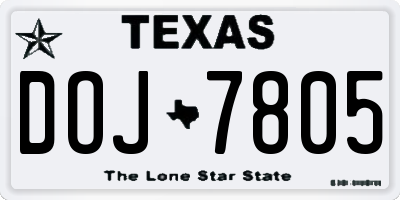 TX license plate DOJ7805