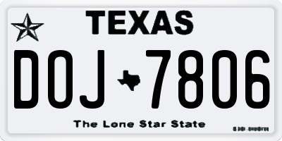 TX license plate DOJ7806