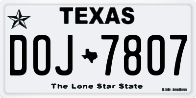 TX license plate DOJ7807