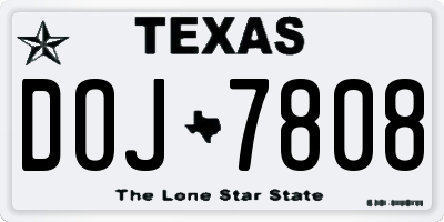 TX license plate DOJ7808