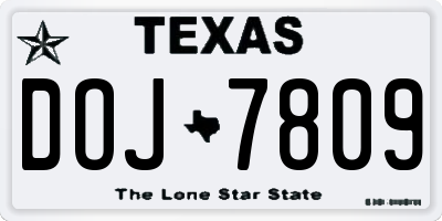 TX license plate DOJ7809