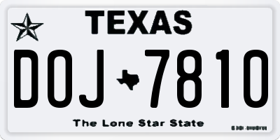 TX license plate DOJ7810