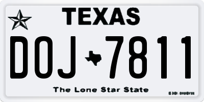 TX license plate DOJ7811