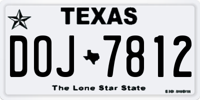 TX license plate DOJ7812
