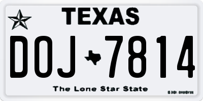 TX license plate DOJ7814