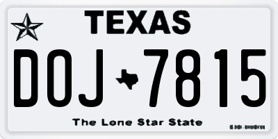 TX license plate DOJ7815