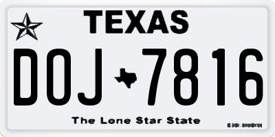 TX license plate DOJ7816