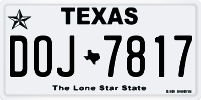 TX license plate DOJ7817