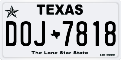 TX license plate DOJ7818
