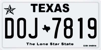TX license plate DOJ7819