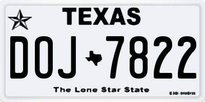 TX license plate DOJ7822