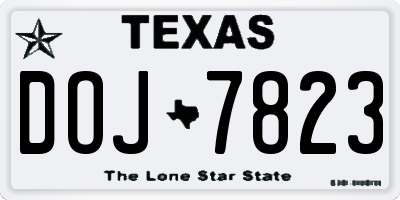 TX license plate DOJ7823