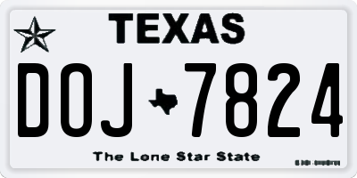 TX license plate DOJ7824