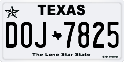 TX license plate DOJ7825