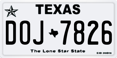 TX license plate DOJ7826
