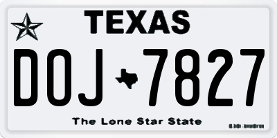 TX license plate DOJ7827
