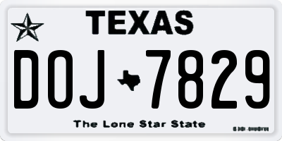 TX license plate DOJ7829