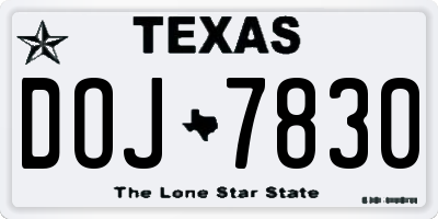 TX license plate DOJ7830