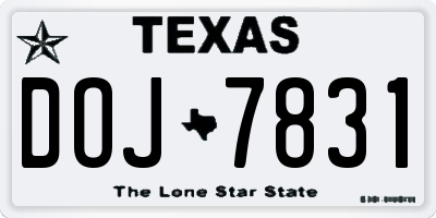 TX license plate DOJ7831