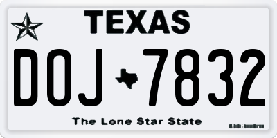 TX license plate DOJ7832
